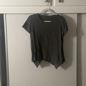 All Saints asymmetrical black and white stripe tee, size m